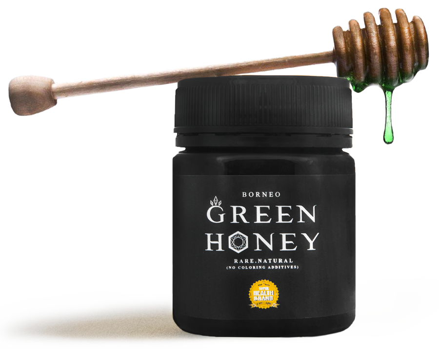Borneo Green Honey jar with honey dipper